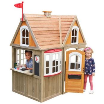 Casuta de joaca exterior din lemn pentru copii Greystone Cottage Playhouse Kidkraft