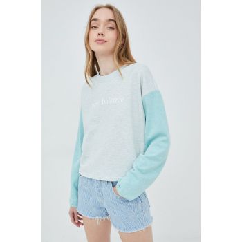 New Balance bluza WT21557LUH femei, culoarea verde, melanj