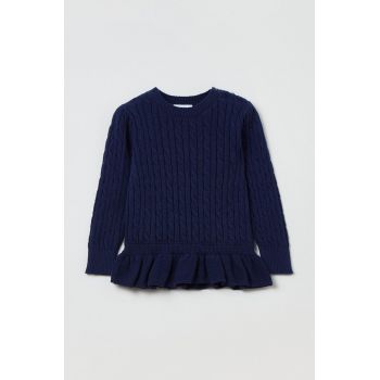 OVS pulover de bumbac pentru copii culoarea albastru marin