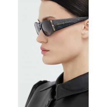 Philipp Plein ochelari de soare femei, culoarea negru de firma originali