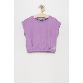 United Colors of Benetton tricou de bumbac pentru copii culoarea violet