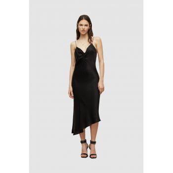 AllSaints rochie culoarea negru, midi, drept