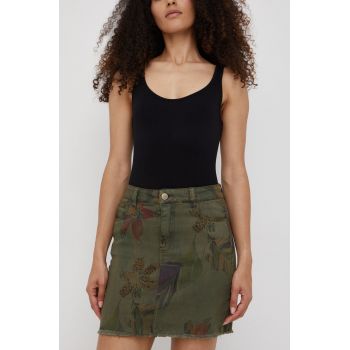 Desigual fusta culoarea verde, mini, drept