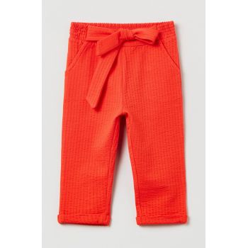 OVS pantaloni de bumbac pentru copii culoarea rosu, neted