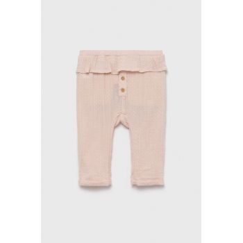 United Colors of Benetton pantaloni de bumbac pentru copii culoarea roz, modelator de firma originali