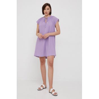 United Colors of Benetton rochie din bumbac culoarea violet, mini, drept ieftina