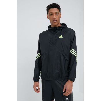 adidas Performance windbreaker culoarea negru, de tranzitie, oversize de firma originala