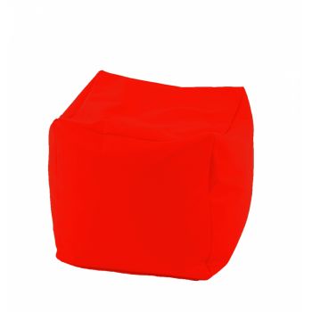 Fotoliu mic taburet cub Neon Orange pretabil si la exterior umplut cu perle polistiren ieftina