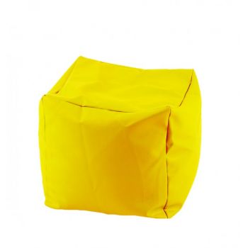 Fotoliu mic taburet cub xl yellow quince pretabil si la exterior umplut cu perle polistiren