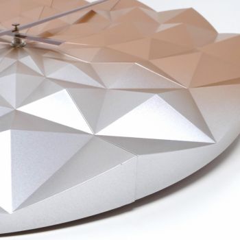 Ceas geometric de precizie analog de perete creat de designer model Diamond roz auriu metalic de firma originala