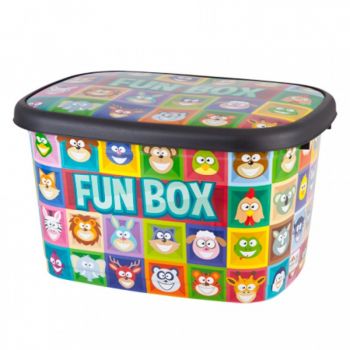 Cutie depozitare pentru copii 50 litri Fun Box multicolor cu animalute ieftina