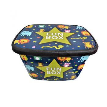 Cutie depozitare pentru copii 50 litri Fun Box V2 multicolor cu animalute la reducere