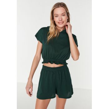 Set de pantaloni scurti si tricou cu gluga - 2 piese