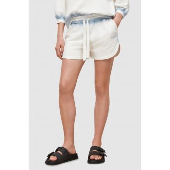 AllSaints pantaloni scurti din bumbac femei, culoarea alb, neted, medium waist