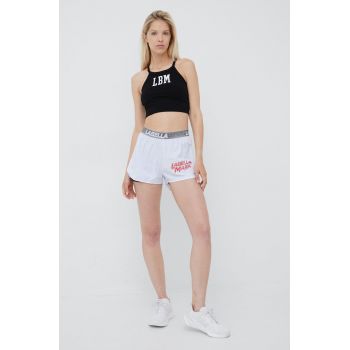 LaBellaMafia pantaloni scurți de antrenament Sweat femei, culoarea alb, cu imprimeu, high waist