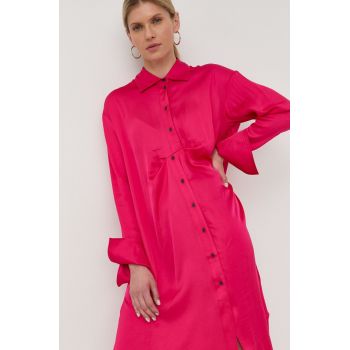 Herskind rochie culoarea roz, midi, oversize ieftina