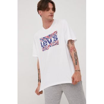 Levi's tricou din bumbac culoarea alb, cu imprimeu