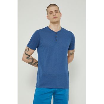 Medicine tricou de in culoarea albastru marin, neted