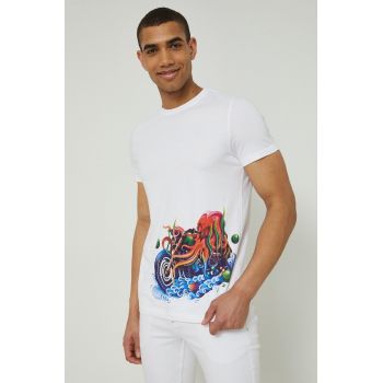 Medicine tricou din bumbac culoarea alb, cu imprimeu