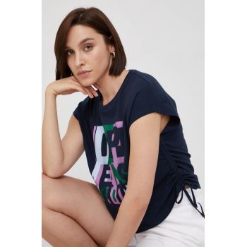 Pepe Jeans top din bumbac culoarea albastru marin