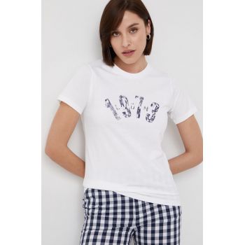 Pepe Jeans tricou din bumbac culoarea alb