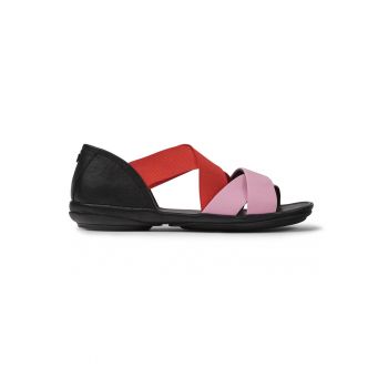 Sandale de piele si material textil cu model colorblock Sandale de piele si material textil cu model colorblock