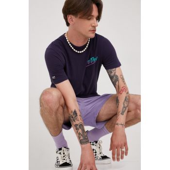 Superdry tricou din bumbac culoarea violet, cu imprimeu