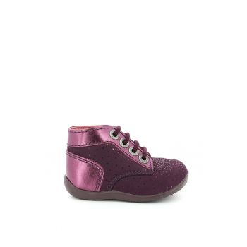 Pantofi din piele nabuc cu garnituri metalizate Pantofi din piele nabuc cu garnituri metalizate
