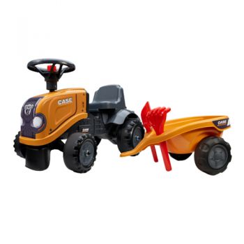 Tractor Falk cu pedale pentru copii cu remorca paleta si lopata portocaliu de firma originala
