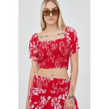 Superdry bluza femei, culoarea rosu, in modele florale ieftina