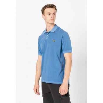 Tricou polo relaxed fit cu broderie logo discreta