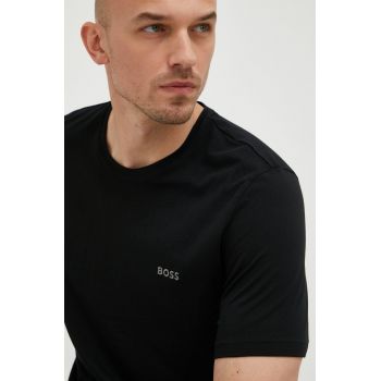 BOSS tricou de pijama bărbați, culoarea negru, cu imprimeu 50469550 ieftine