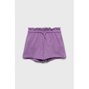 United Colors of Benetton pantaloni scurți din bumbac pentru copii culoarea violet, neted