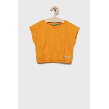 United Colors of Benetton tricou de bumbac pentru copii culoarea portocaliu