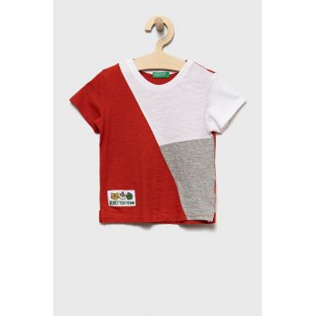United Colors of Benetton tricou de bumbac pentru copii culoarea rosu, cu imprimeu de firma original