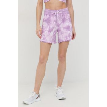 Dkny pantaloni scurti din bumbac femei, culoarea violet, modelator, high waist