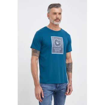 G-Star Raw tricou din bumbac culoarea turcoaz, cu imprimeu