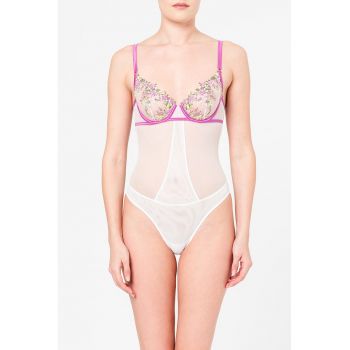 Body transparent cu broderii florale