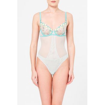 Body transparent cu broderii florale ieftina