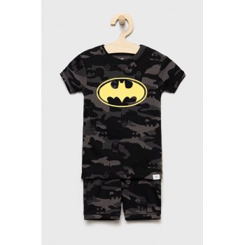 GAP pijamale de bumbac pentru copii culoarea negru, cu imprimeu