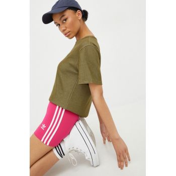 adidas Originals pantaloni scurti Adicolor femei, culoarea roz, cu imprimeu, high waist