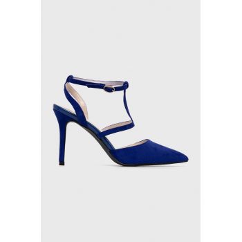 Answear Lab pantofi cu toc culoarea albastru marin