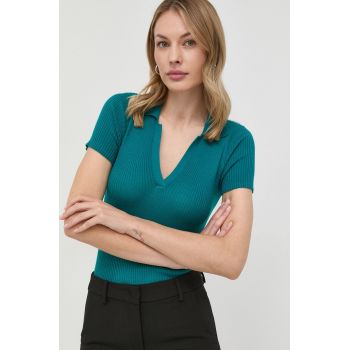 MAX&Co. tricou femei, culoarea verde, cu guler