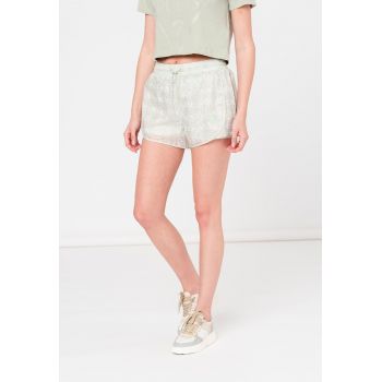 Pantaloni scurti cu snur de ajustare si imprimeu logo pentru fitness