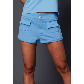 Pantaloni scurti cu talie joasa si buzunare cu clapa