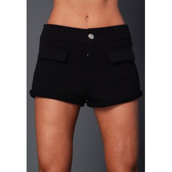 Pantaloni scurti cu talie joasa si bzunare cu clapa