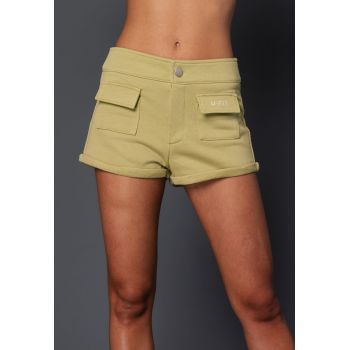 Pantaloni scurti cu talie joasa si bzunare cu clapa