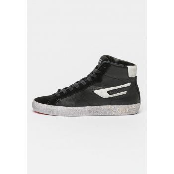 Pantofi sport high-top de piele si piele intoarsa Leroji