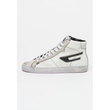 Pantofi sport high-top de piele si piele intoarsa Leroji