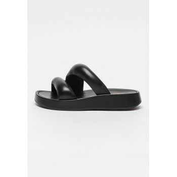 Papuci wedge de piele Vik